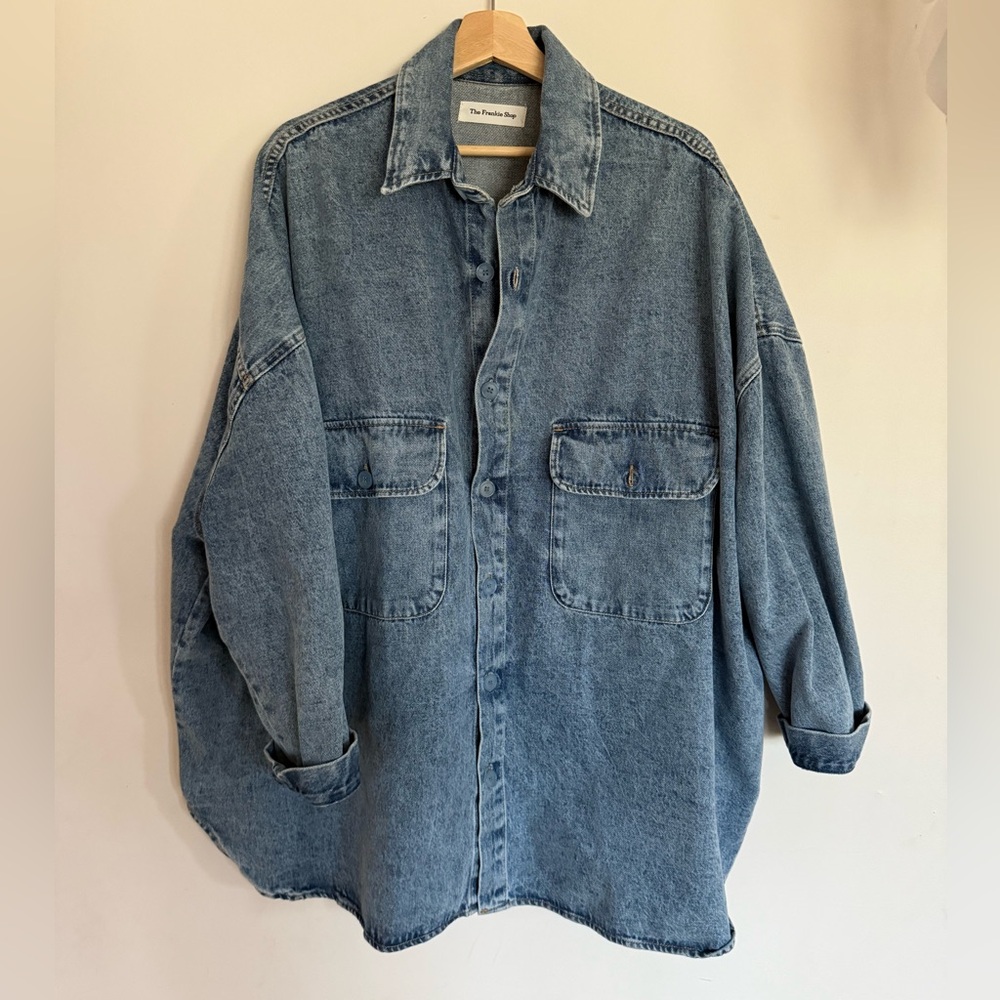 frankie shop dallas denim shirt shirt dress